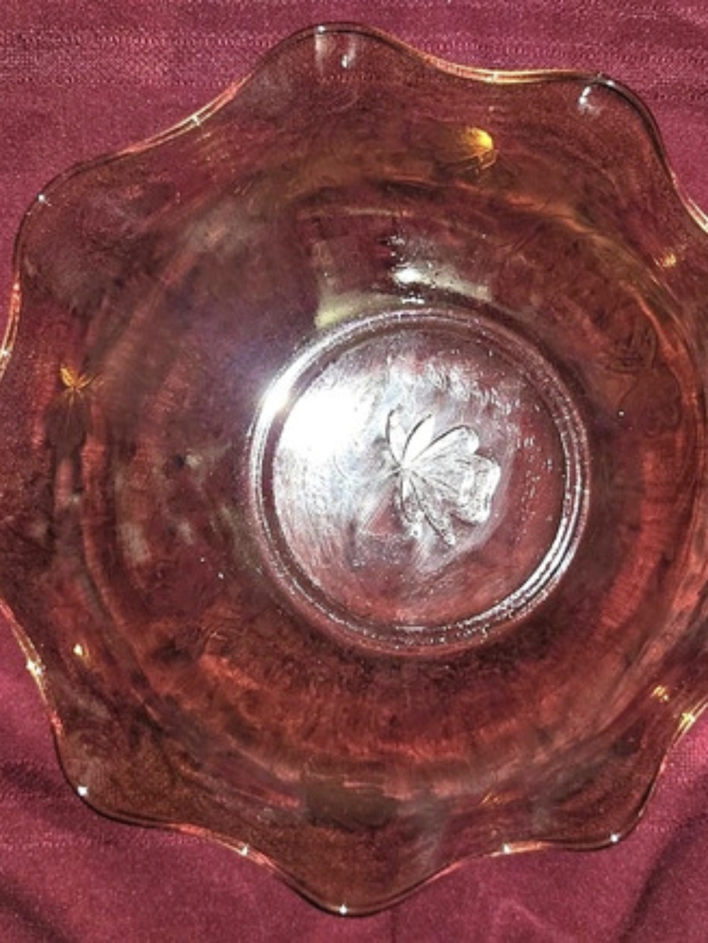 Fenton Lotus & Poinsettia Marigold Carnival Glass Bowl